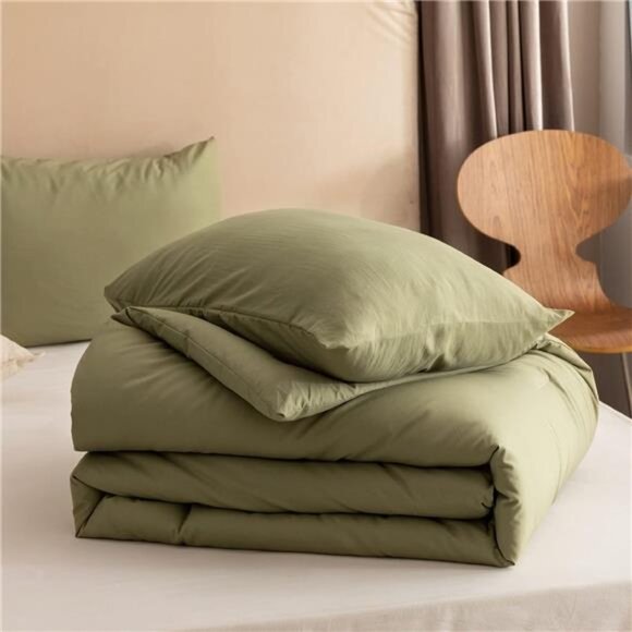 Queen Comforter Set Olive Green, 3pcs Bedding Sets Queen Boho Olive Comforter - Picture 6 of 8